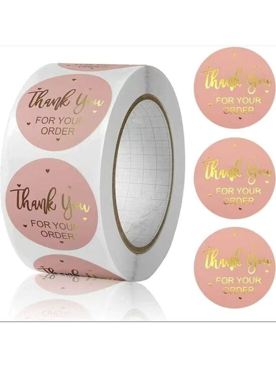 Other - 500 1” Roll Pink Thank You FOR YOUR ORDER Stickers PRICE IS FIRM
